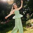 thumbnail image 5 of Zpanxa Girls Outfits Girls Pinstripe Cami Top and Wide Leg Pants Set Bow Print 2 Piece Casual Outfit, 5 of 7