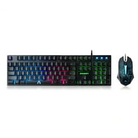 IPASON MP-V5 Pro Gaming Color Changing LED Backlit Glowing USB Wired Keyboard and Mouse Combo (Black)