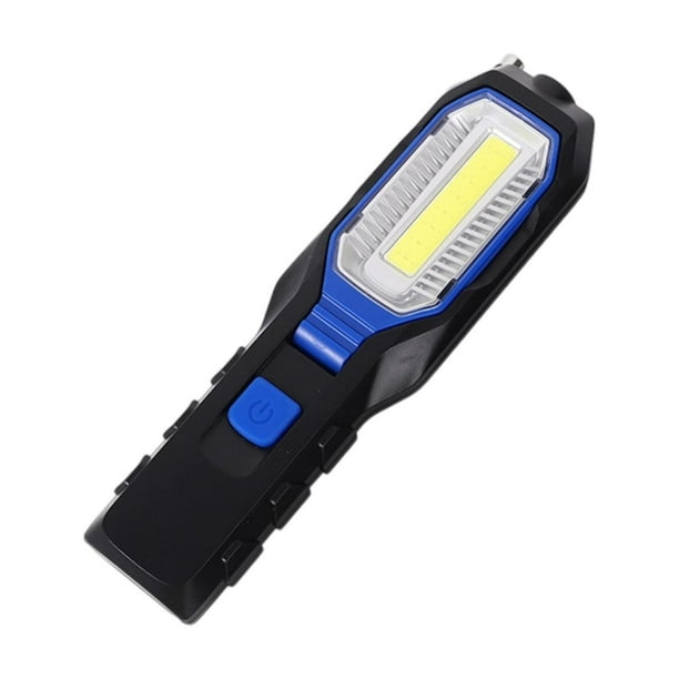 Linterna de mano recargable LED con gancho para colgar COB de mano Azul