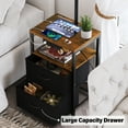 thumbnail image 3 of Sunmory 62" Modern USB Ports Walnut Floor Lamp with Fabric Shade, 3 of 7