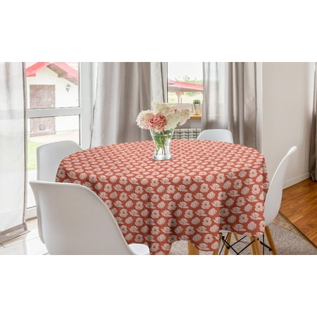 

Floral Round Tablecloth Retro Style Design of Poppy Flowers Striped Spring Time Vintage Garden Art Circle Table Cloth Cover for Dining Room Kitchen Decor 60 Dark Salmon White by Ambesonne
