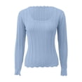 thumbnail image 3 of Women's Long Sleeve Square Neck T Shirt Autumn Casual Basic Slim Fit Knit Sweater Tops Ladies Athletic Wear Burnout Tee Shirts Athletic Wear Women Shirt Short Sleeve Women Shirt Athletic Women Womens, 3 of 4