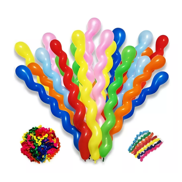 200 Globo Espiral Salchicha Zig Zag Fiesta Batucada Surtidos