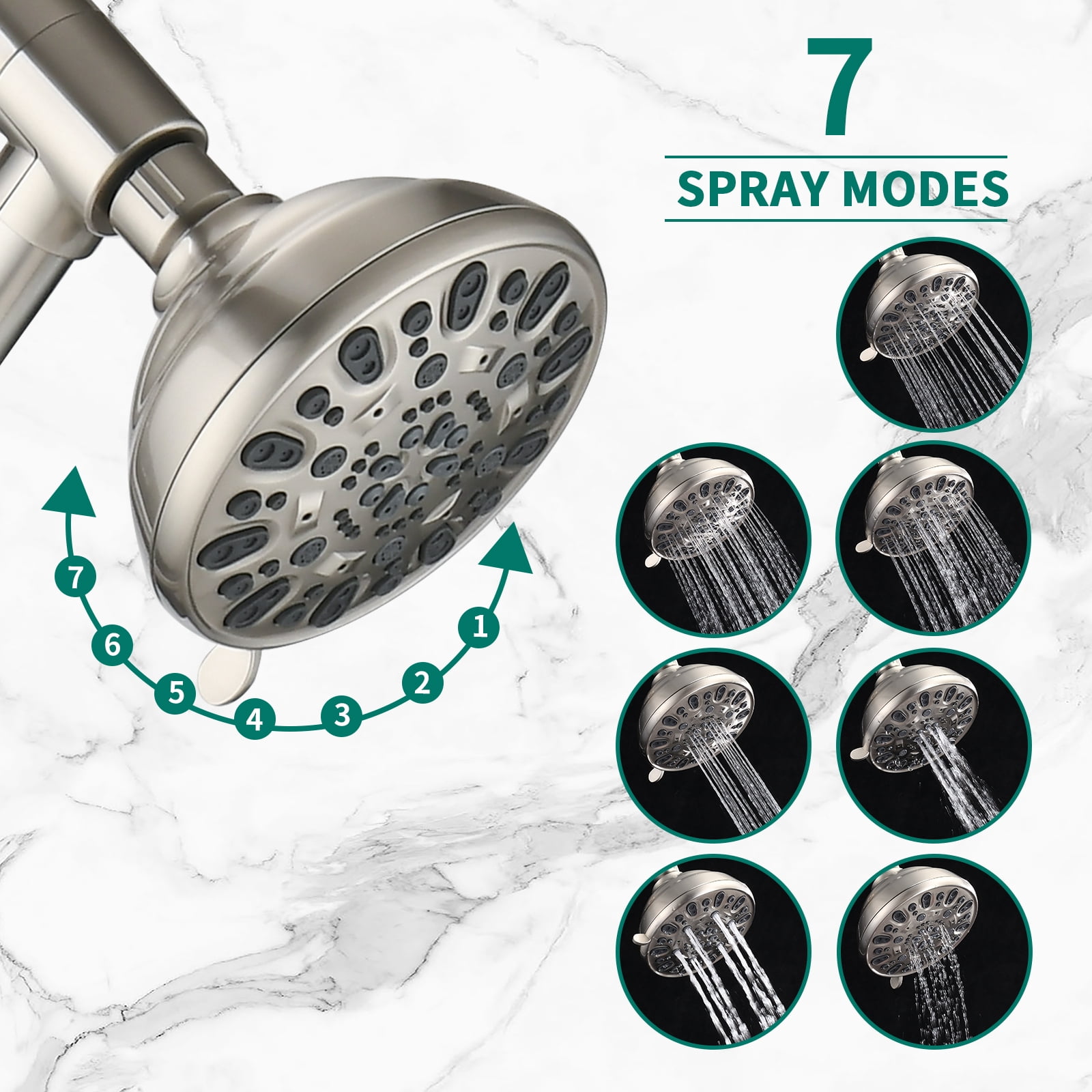 Freestanding Tub Faucet Replacement Drill-Free Stainless Steel Slide Bar Combo Rain Showerhead 7-Setting Hand, Dual Shower Head Spa System with Tup Spout (Rough-in Valve Included),Freestanding Tub Fa