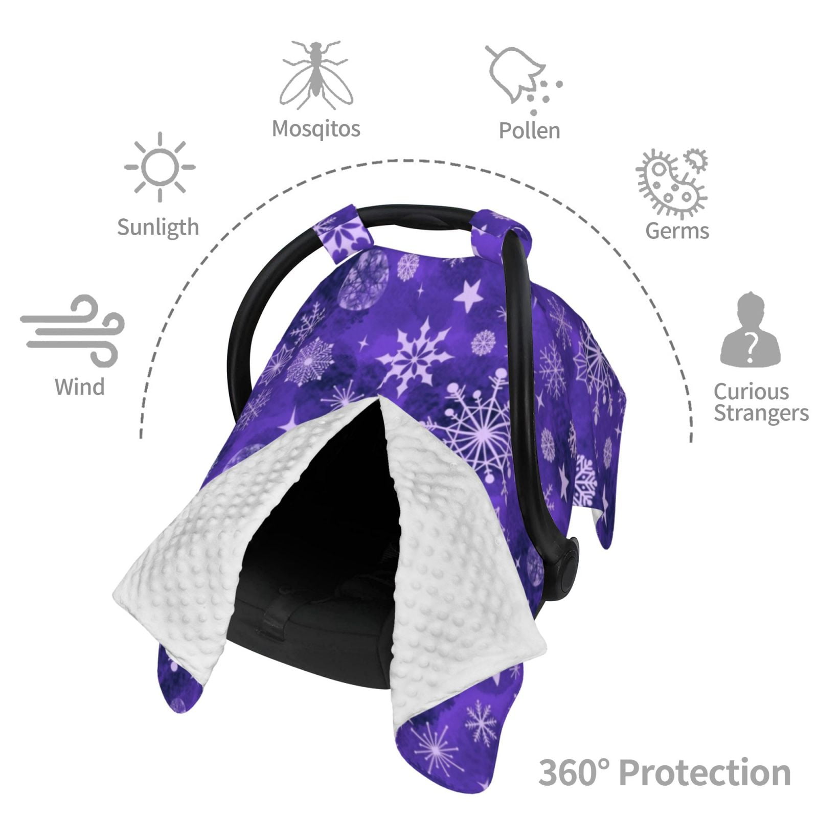 Car Seat Cover Baby - New Year Snowflakes Breathable Infant Car Seat Cover for Baby Carseat, Lightweight Comfort Baby Essentials Must Haves Newborn Stuff for Girl Boy