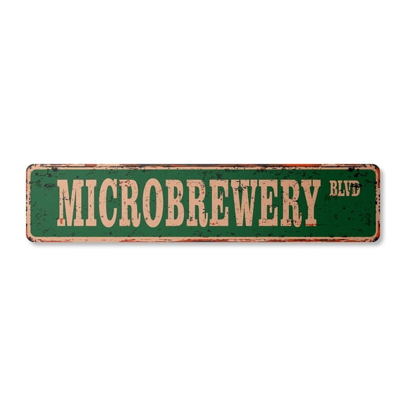 MICROBREWERY Vintage Plastic Street Sign drinker beer ale micro brewery | Indoor/Outdoor |  36" Wide