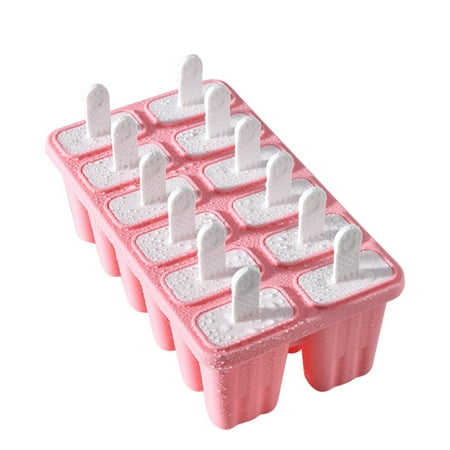 

12 Cavity Food Grade Silicone Ice Cream Mold Homemade Ice Popsicle Maker DIY Dessert Ice Cube Tray Maker Kitchen Gadgets Pale Pink