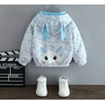 thumbnail image 4 of POPTEM Toddler Girls Hoodie Long Sleeve Lightweight Bunny Zipper Jacket For Summer Blue 2T, 4 of 5