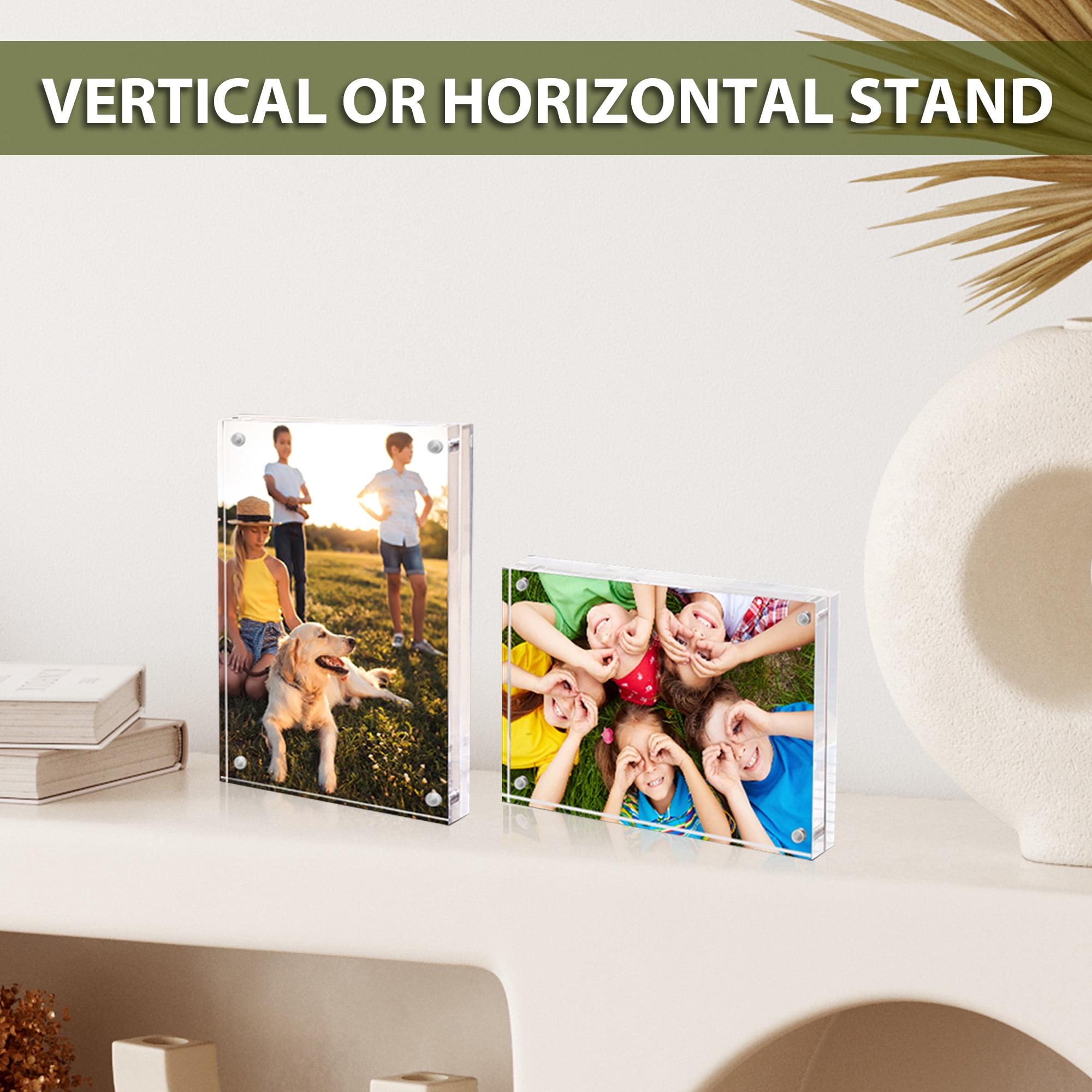 8x12 Inch Acrylic Picture Frames, 3-Pack Double Sided Magnetic Clear Picture Frames, Freestanding Acrylic Frameless Desktop Photo Frames 8x12 for Home/Office Tabletop Display