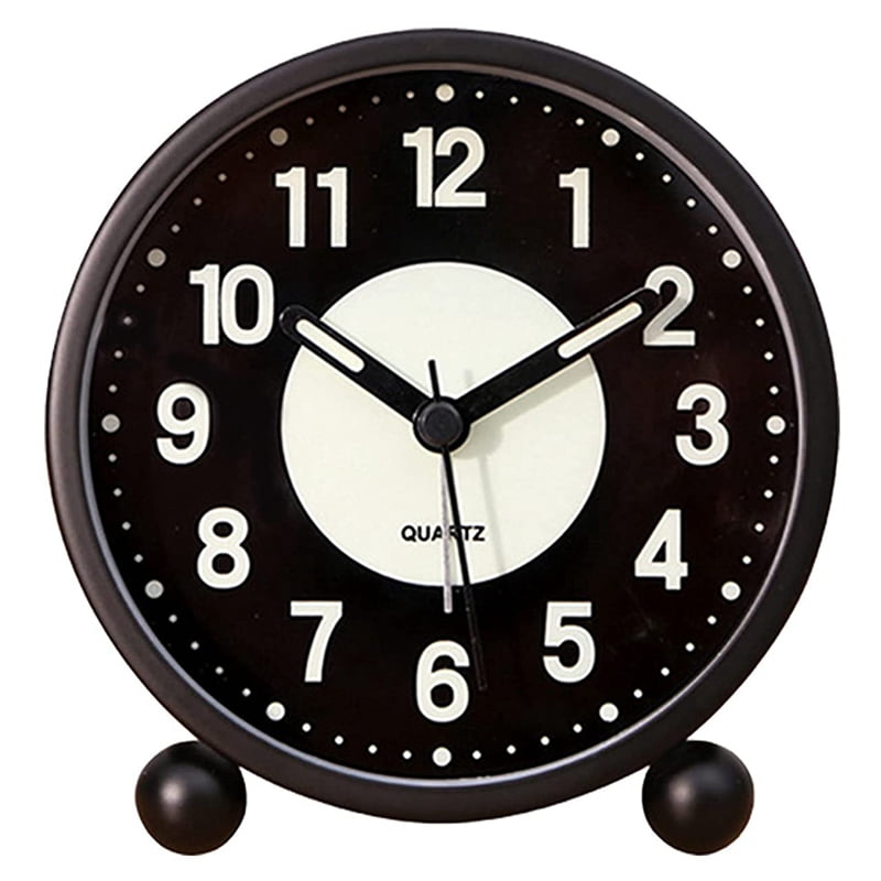 Alarm Clock Luminous 4 inchRound Silent Analog Table Clock NonTicking