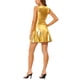 thumbnail image 3 of Vestido sin mangas de cintura alta brillante y ajustado para mujer Inspire Chic, mini vestido dorado 3XL, 3 of 6