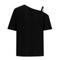 thumbnail image 5 of Shorts pour Femmes, Blouses pour Femmes, Mode Décontractée, Hauts à Col Court Unis, Blouses à Col Asymétrique, 5 of 5