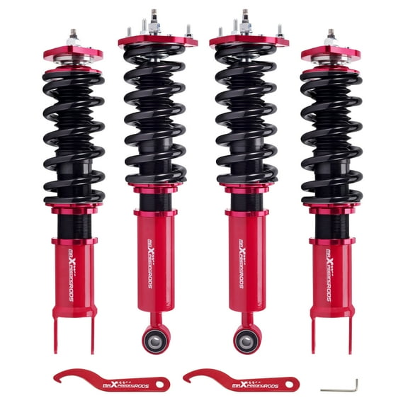 maXpeedingrods Coilovers for Nissan 370Z RWD 2009-2020, for Infiniti G37 RWD 2008-2015, 24 Levels Damper Adjustable Coilovers Suspension Kit, Height Adjustable Shock Absorber Strut, Lowering Kit, Red