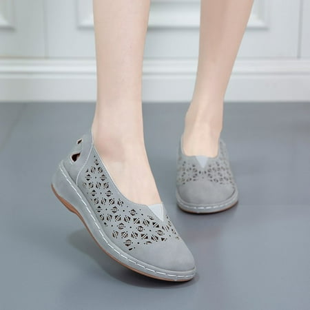 

Patlollav Womens Shoes Clearance Women Flat Shoes Hollow Wedge Heel Casual Large Size Single Shoes