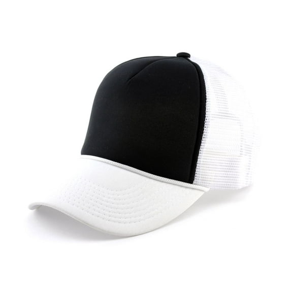 NYFASHION101 Blank Mesh Adjustable Snapback Cotton 6-Panel Trucker Hat Cap, White/Black