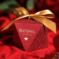 25pc Diamond Shape Candy Boxes Red Glitter Design Wedding Gift Box Favour Candy Sweet Gift Boxes For Wedding Birthday Party