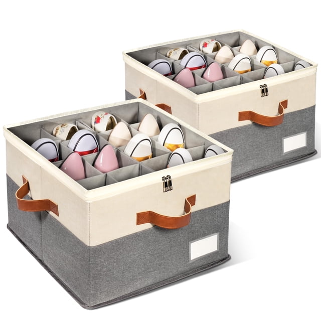 Organizador de zapatos JHHBHV para armario ajustable de 8 a 16 pares, color beige