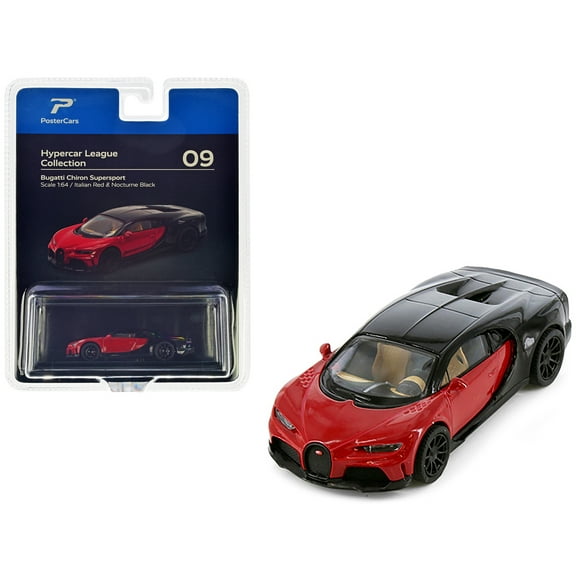 Bugatti Chiron Supersport Italian Red and Nocturne Black "Hypercar League Collection" 1/64 Diecast Model Car by PosterCars