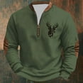 thumbnail image 2 of KHONTS Men's Quarter Zip Western Hoodless Sweatshirts Long Sleeve Aztec Jackets Cowboys Country Pullover Tops 8-Dark Green S, 2 of 3