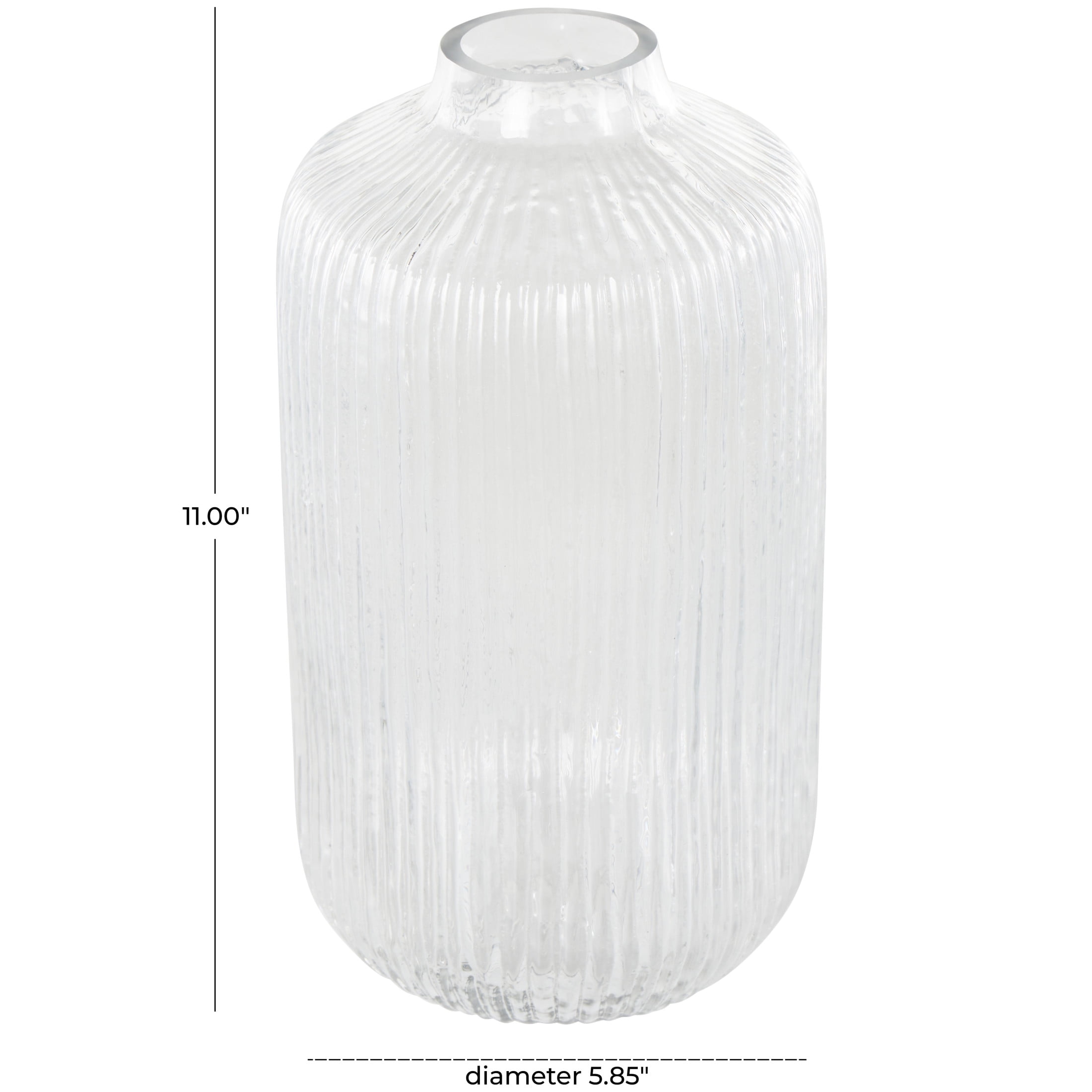 DecMode 11" Ribbed Glass Vase