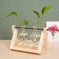 thumbnail image 4 of Florero de bulbo de terrario con soporte giratorio de madera 2 jarrones perfecl, 4 of 7
