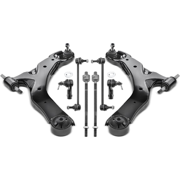 A-Premium 8Pcs Front Lower Control Arm and Ball Joint Assembly Sway Bar Link Stabilizer link Tie Rod End Compatible with Kia Spectra Spectra5 2005-2009 2.0L