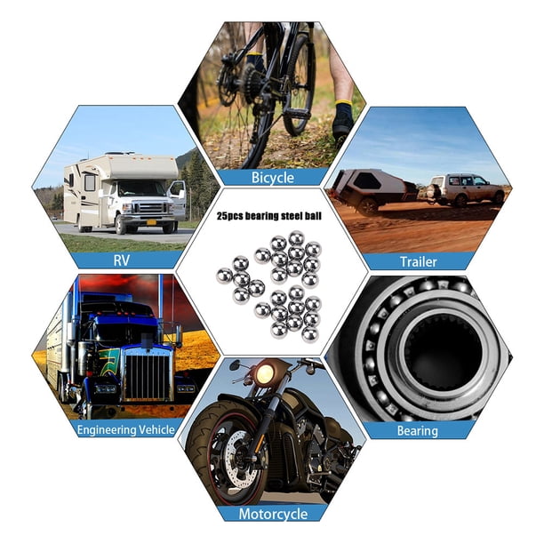 Rodamiento De Bolas 25 unids/lote de bolas de rodamiento de precisión de 1/2 pulgada, bolas de acero G25 de 12,7mm de diámetro Ndcxsfigh Accesorios para autos y motos