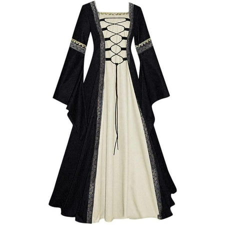 

2022 Women s Medieval Dress Women Halloween Vintage Celtic Medieval Floor Over Long Renaissance Gothic Cosplay Dress Soft Comfort Fit Plus Size Festival Evening Party Essential Clothing