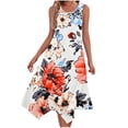 thumbnail image 2 of Ovzne Robes pour Femmes Robe pour Femme Robes pour Femmes Sans Manches Col Rond à Cordon Décontractée à Volants Robe Trapèze Courte Robe de Vacances Liquidation, 2 of 7