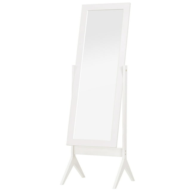CoSoTower Full Length Mirror, Free Standing Full Body Mirror with Rectangular Frame, Adjustable Angle for Dressing Room, Bedroom, Living Room, White