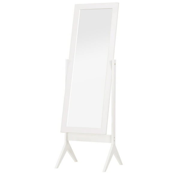 HOMCOM Full Length Mirror, Free Standing Mirror with Rectangular Frame, Adjustable Angle for Dressing Room, Bedroom, Living Room, White