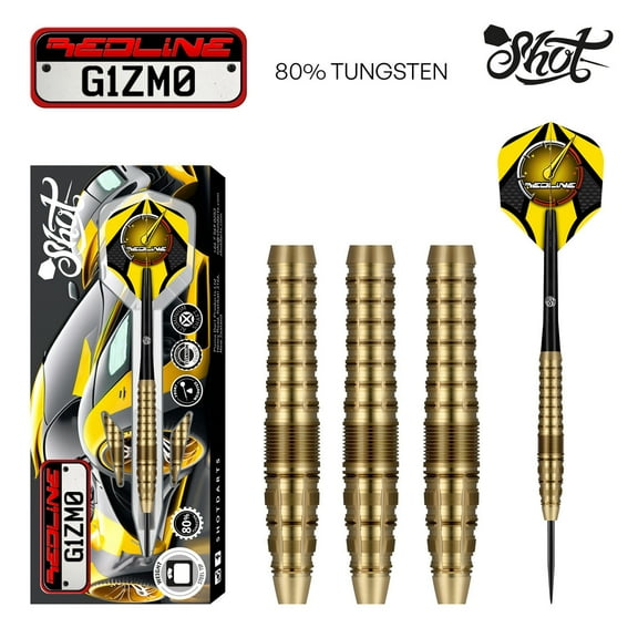 Shot Redline G1ZM0 Steel Tip Dart Set-80% Tungsten Barrels-24gm