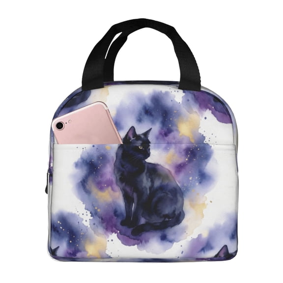 Cute Black Cat Insulated Lunch Bag Reusable Lunch Box Women Men,Cooler Thermal Meal Tote For Picnic Office Work