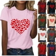 thumbnail image 2 of Yuanlook Valentines Day Short Sleeve Shirts for Women Love Heart Print T-Shirt Happy Valentine Day Tee Tops S-2XL, 2 of 5