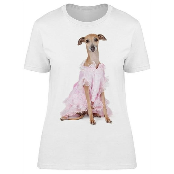 Italian Greyhound Pink Dress T-Shirt Women -Image by Shutterstock, Female 3X-Large