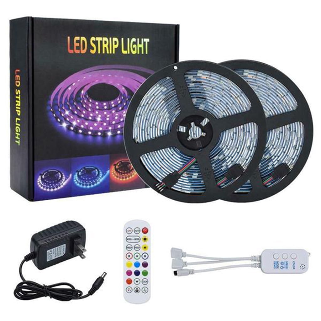 LED Strip Lights, Lights Strip Music Sync, App Control with Remote, 5050 RGB LED Light Strip Color Changing 24-Key Remote, Sensitive Built-in Mic, LED Lights Rope Lights for Home TV Party