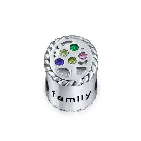 Bling Jewelry CZ Family Tree 925 Silver Charm Bead Chamilia Fits (Chamilia Or Pandora Best)