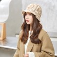 thumbnail image 6 of Ladies Knitted Hat Hollow Crochet Knitting Flower Pattern Bucket Hat for Outdoor, 6 of 7