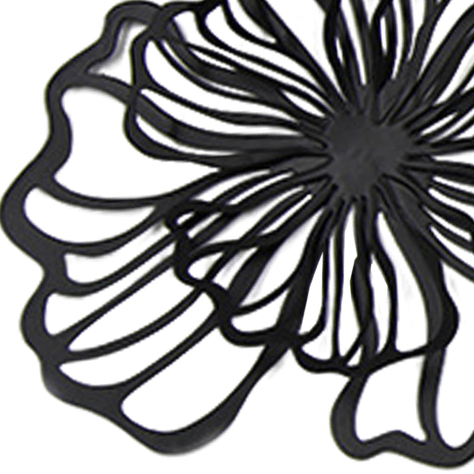 perfk Floral Wall Hanging Decor Metal Wall Art Decoration for Bathroom Living Room Black Small