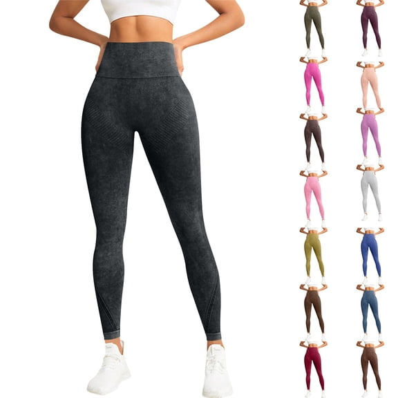 RongHuan Yoga Pants for Women High Waist Tummy Control Leggings Butt Lifting Yoga Pants Slim Fit Workout Trousers