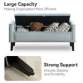 thumbnail image 3 of Velvet Storage Bench, Upholstered Bed Bench with Storage, End of Bed Ottoman with Wooden Legs,Bedside Storage Bench for Bedroom, Living Room, or Entryway, Blue Grey, 3 of 10
