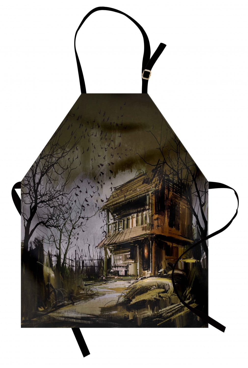 Rustic Apron Old Haunted Abandoned Wood House at the Dark Night with ...