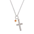 thumbnail image 2 of Delight Jewelry Orange Crystal Bicone Everlasting Love Engraved Cross Zoey Necklace, 28", 2 of 4