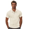 thumbnail image 2 of Polo T Shirts for Men Short Sleeve Waffle Tee Shirt Loose Fit Khaki Polo Dress Shirts for Men, 2 of 3