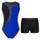 thumbnail image 3 of Niños Niñas brillantes diamantes de imitación Ballet Biketard traje de baile gimnasia Ballet Jersey camiseta sin mangas leotardo mono con pantalones cortos conjunto, 3 of 5