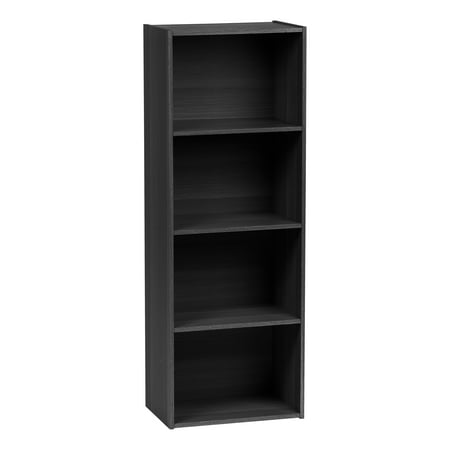 IRIS USA Small Spaces Wood, Bookshelf Storage Shelf, Bookcase, 4-Tier, Black