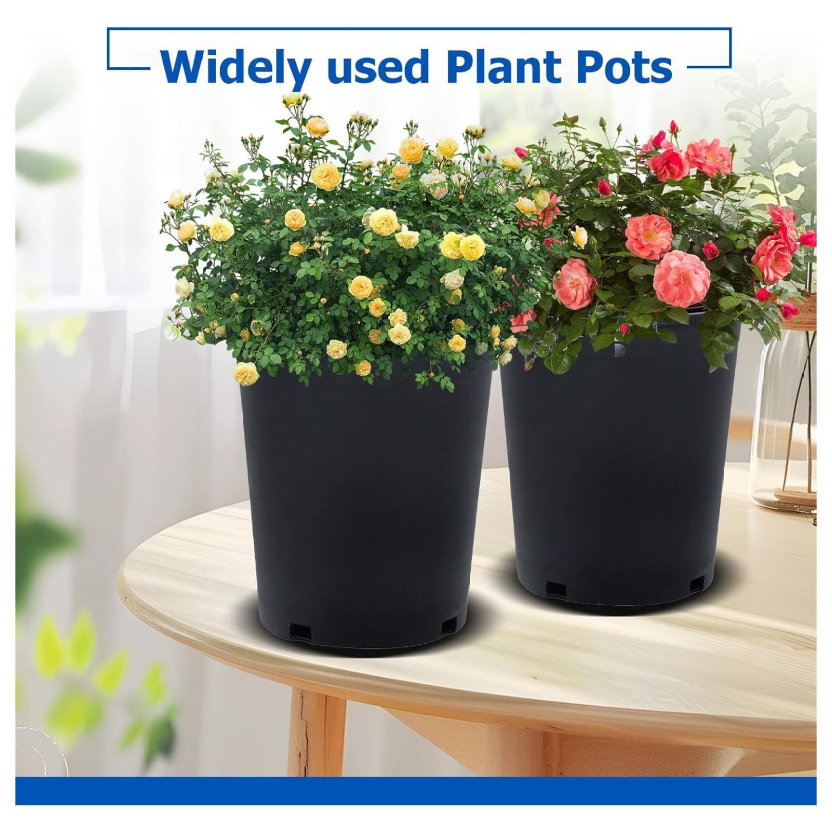 10-Pack 3.6 Gallon Premium Black Pot Plant Container Garden Planter Pots (3.6 Gallon)