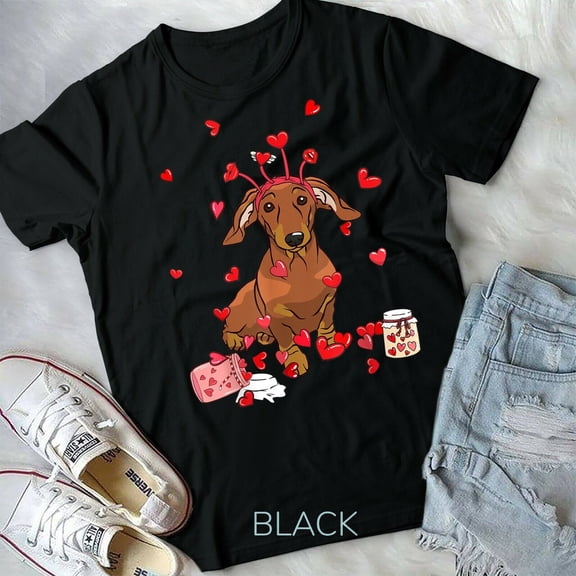 Dog Valentine Gift Cute Dachshund Valentine's Day Unisex Form T-Shirt
