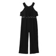 thumbnail image 6 of iEFiEL Kids Girls Chiffon Maxi Jumpsuit Rhinestone Wide Leg Outfit Set,Sizes 4-14 Black 6, 6 of 7