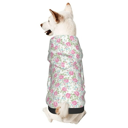 Gaeub Floral Print Small Pets Wear Hoodies Dog Pullover Cat Apparel Fashion Pet Clothing for Small Medium Dogs and Cats-Large